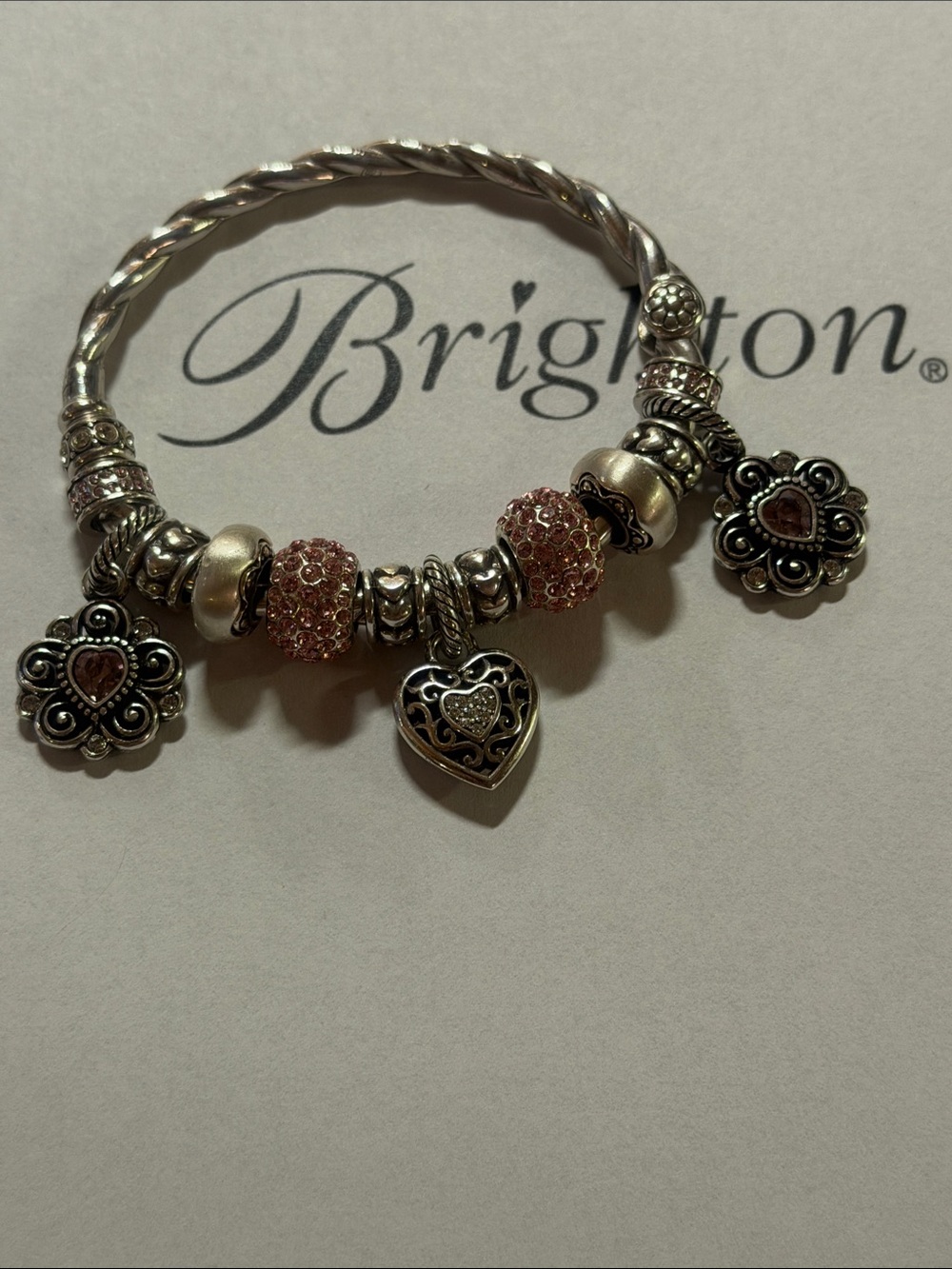 🌸 BRIGHTON Silver Charms Bangle Bracelet! Great gift idea 🌸